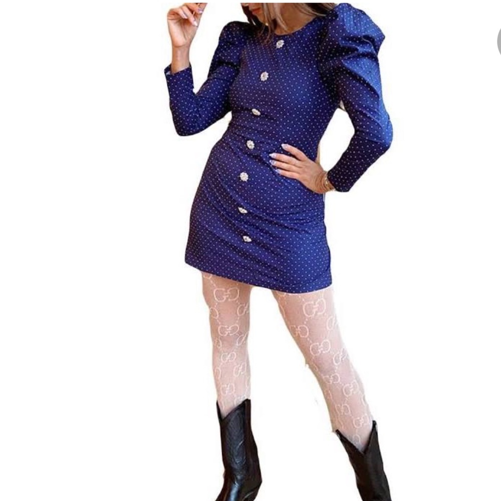 danielle bernstein dress navy blue doys rhinestone mini women